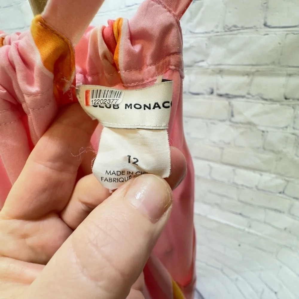 Club Monaco Pink Striped Amirra 100% silk Dress Size 12 US $298 - Picture 7 of 13